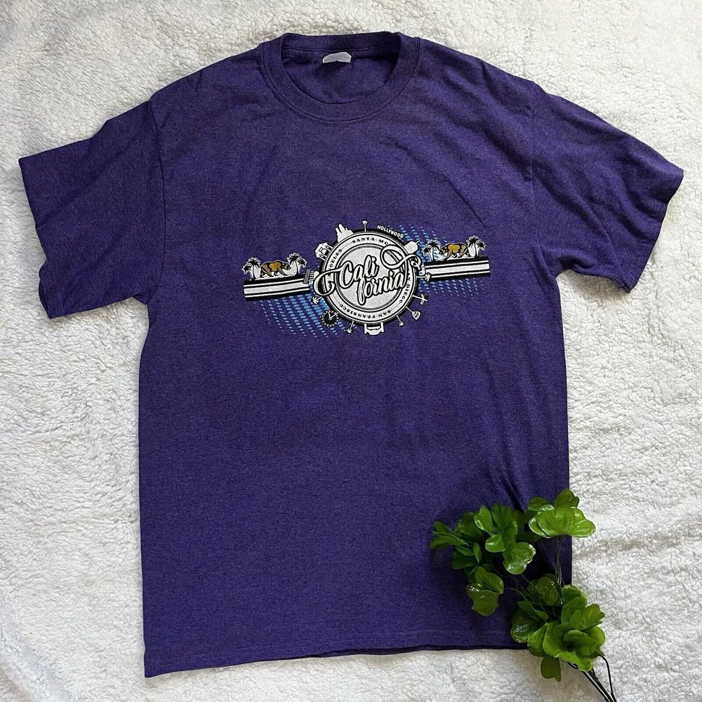 Graphic Shirt California Mens Purple Short Sleeve‎ M